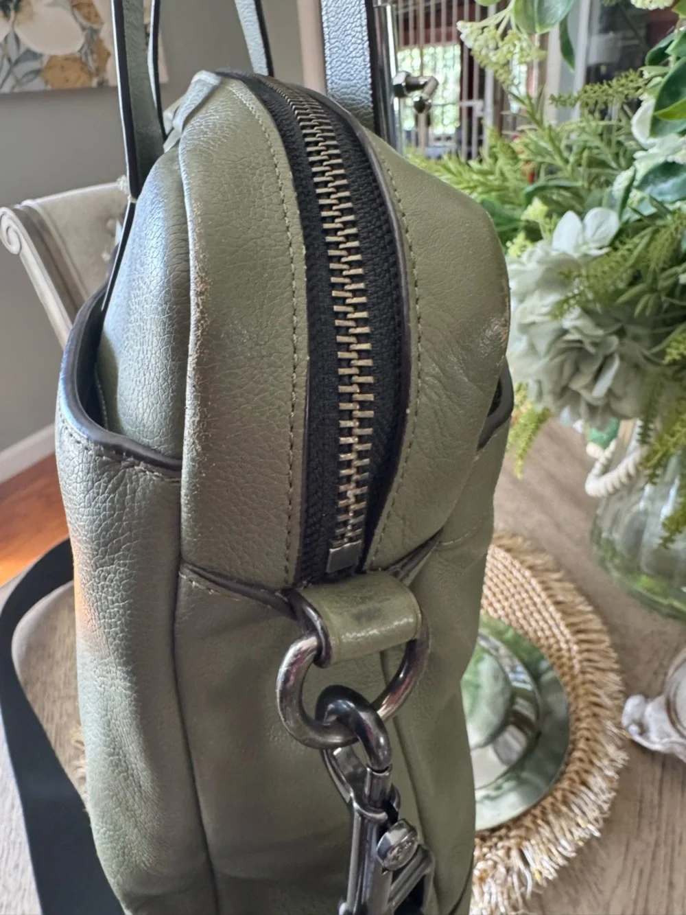 Coach Olive Green Leather Laptop Bag with Black Strap - Picture 10 of 14